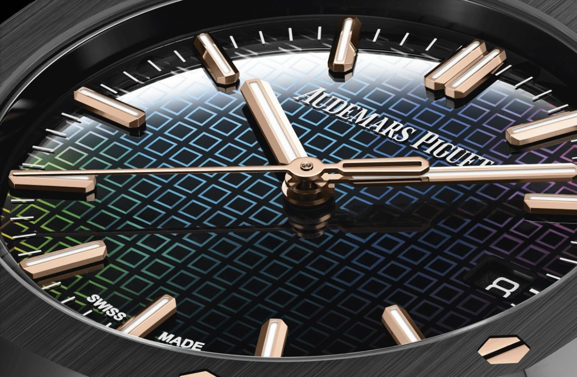 Audemars Piguet,Royal Oak 34mm,34mm,Ceramic,Rose,Rainbow,Mirror,Automatic,Day,50hours,77350CE,77350CE.OO.1266CE.02.A