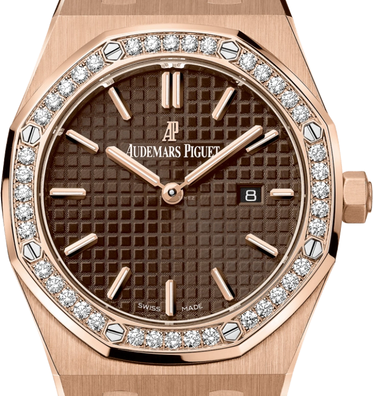 Audemars Piguet,Royal Oak 33mm,33mm,Pink Gold,Brown,Quartz,Day,In-house Caliber,67651OR,67651OR.ZZ.D080CA.01