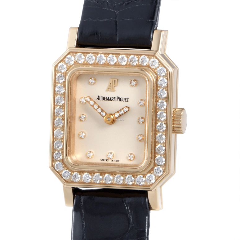 Audemars Piguet,Other 21mm,21mm,Rose Gold,Cream,Handwound,Sapphire,Crystal Glass,Square,77184OR,77184OR.ZZ.D001CR.01