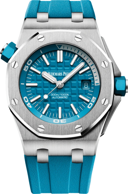 Audemars Piguet,Royal Oak Offshore 42mm,42mm,Stainless Steel,Turquoise,Automatic,Day,60hours,15710ST,15710ST.OO.A032CA.01
