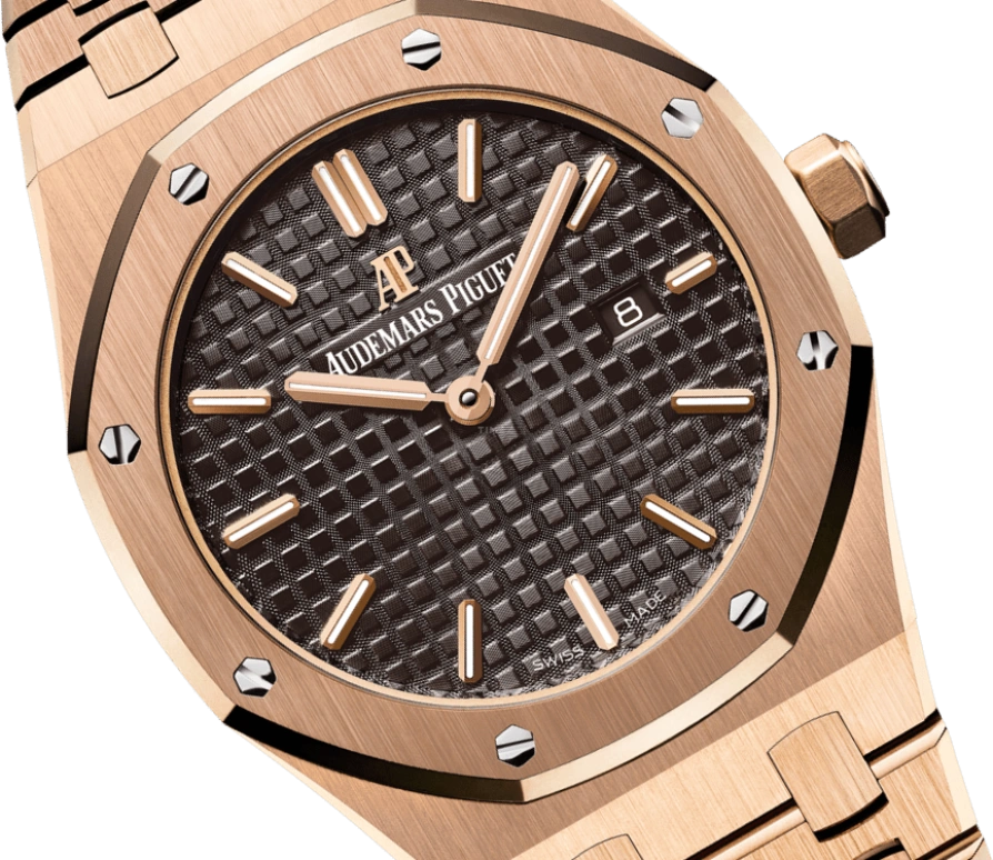 Audemars Piguet,Royal Oak 33mm,33mm,Pink Gold,Brown,Quartz,Day,In-house Caliber,67650OR,67650OR.OO.1261OR.01