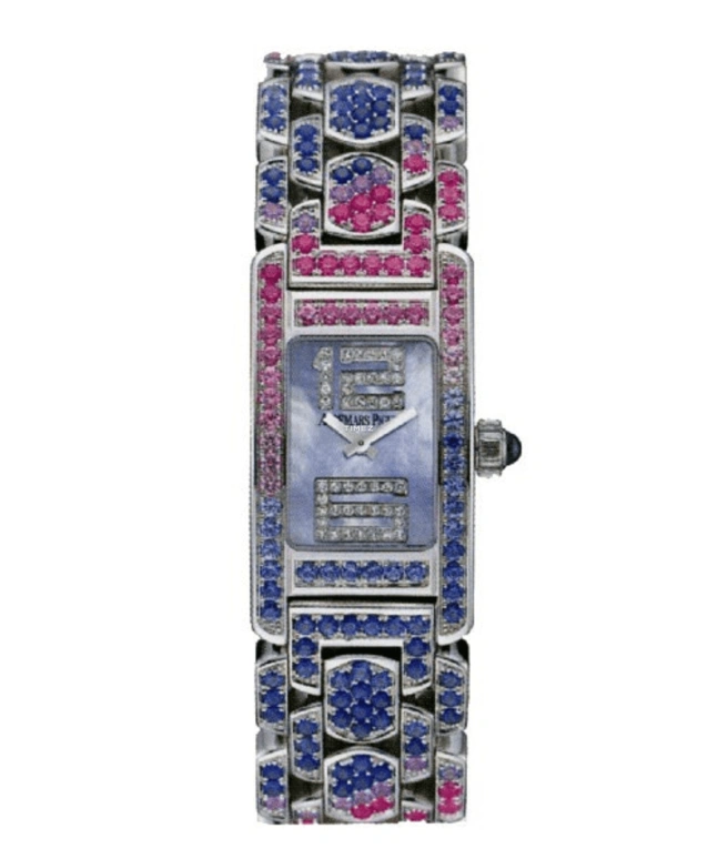 Audemars Piguet,Other 18.20x32.60mm,18.20x32.60mm,White Gold,Blue,Quartz,Sapphire,Crystal Glass,Rectangular,67465BC,67465BC.YY.1189BC.02