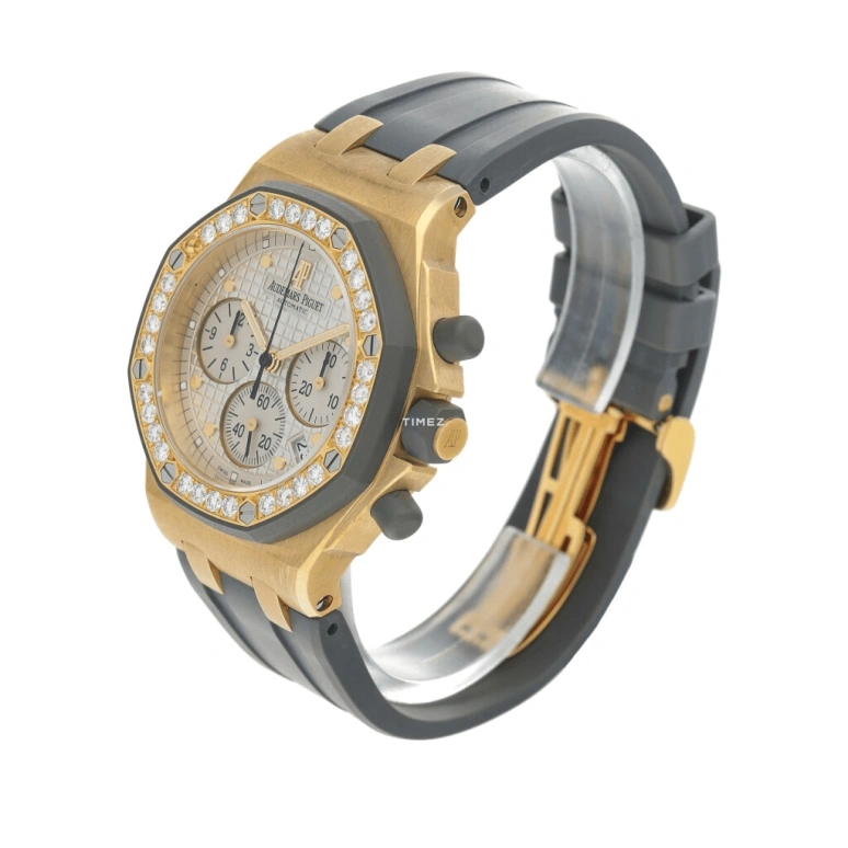 Audemars Piguet,Royal Oak Offshore 37mm,37mm,Yellow Gold,Silver,Automatic,Chronograph,Day,25986AK,25986AK.ZZ.D003CA.02