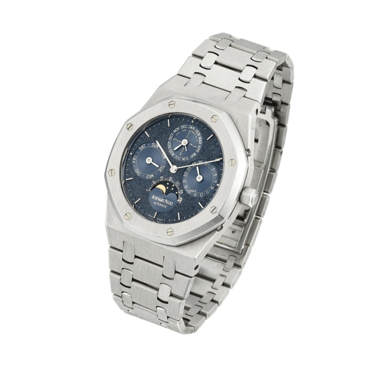 Audemars Piguet,Royal Oak 39mm,39mm,Platinum,Blue,Automatic,Moonphase,Perpetual Calendar,Leap Year,Month,Octagon,Silver,25820PT,25820PT.OO.0944PT.01