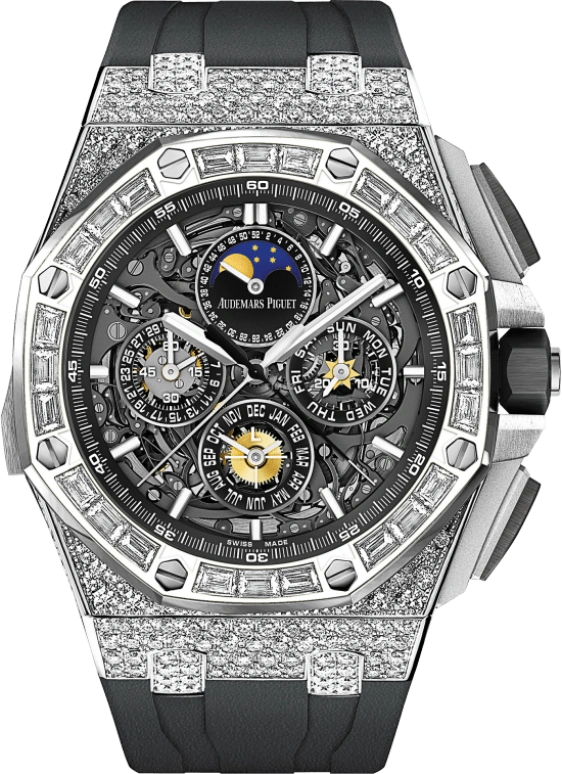 Audemars Piguet,Royal Oak Offshore 44mm,44mm,White Gold,Skeleton,Automatic,Chronograph,Moonphase,Perpetual Calendar,Month,45hours,In-house Caliber,26575BC,26575BC.ZZ.A002CA.01