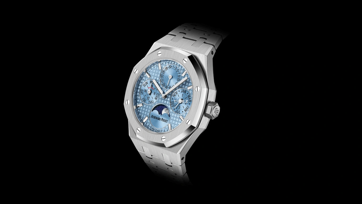 Audemars Piguet,Royal Oak 38mm,38mm,Stainless Steel,Ice Blue,Automatic,Moonphase,Perpetual Calendar,Leap Year,Month,55hours,In-house Caliber,26684ST,26684ST.OO.1356ST.01