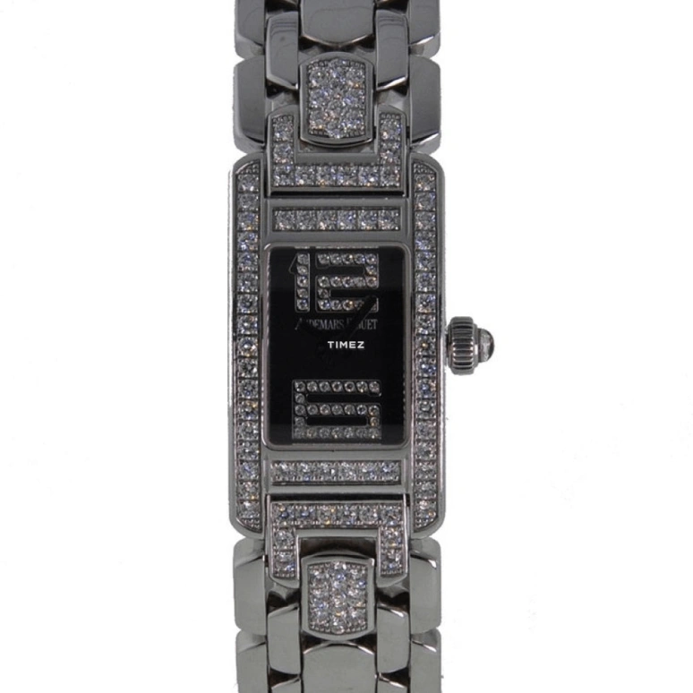 Audemars Piguet,Millenary 18.20x32.60mm,18.20x32.60mm,White Gold,Black,Quartz,Sapphire,Crystal Glass,Rectangular,67405BC,67405BC.ZZ.1181BC.04