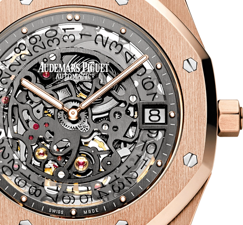 Audemars Piguet,Royal Oak 39mm,39mm,Rose Gold,Skeleton,Stone Gray,Automatic,Day,40hours,15204OR,15204OR.OO.1240OR.01