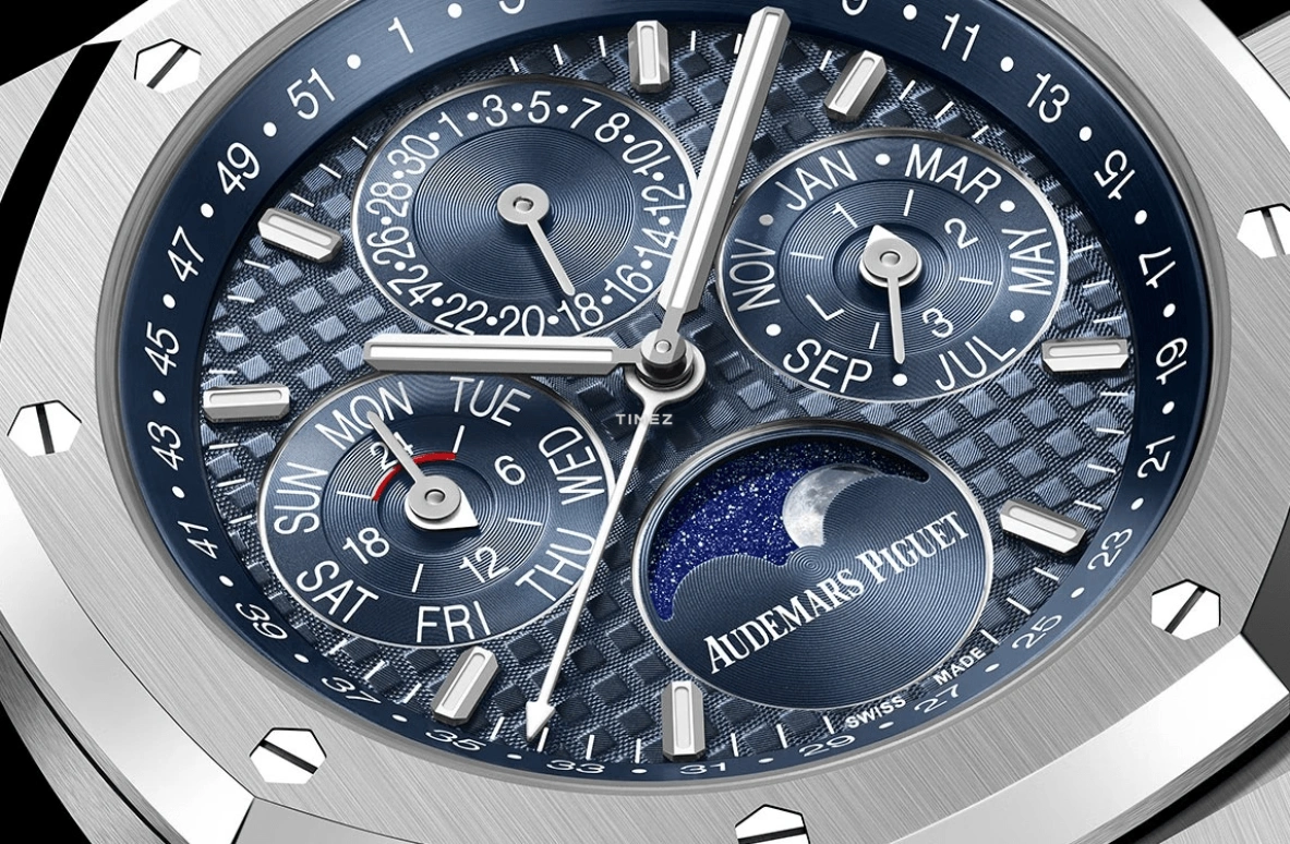 Audemars Piguet,Royal Oak 41mm,41mm,Stainless Steel,Blue,Automatic,Moonphase,Perpetual Calendar,Leap Year,Month,55hours,In-house Caliber,26674ST,26674ST.OO.1320ST.01