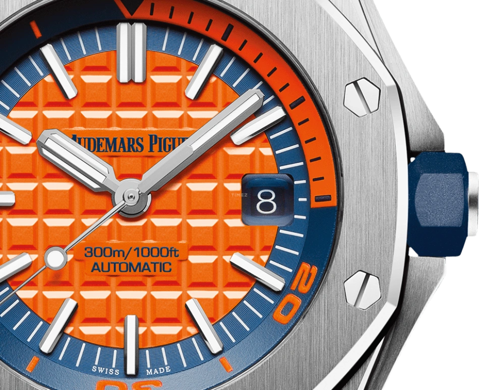 Audemars Piguet,Royal Oak Offshore 42mm,42mm,Stainless Steel,Orange,Automatic,Day,60hours,15710ST,15710ST.OO.A070CA.01