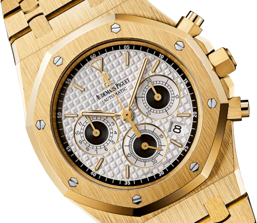 Audemars Piguet,Royal Oak 39mm,39mm,Yellow Gold,Silver,White,Automatic,Chronograph,Day,25960BA,25960BA.OO.1185BA.02