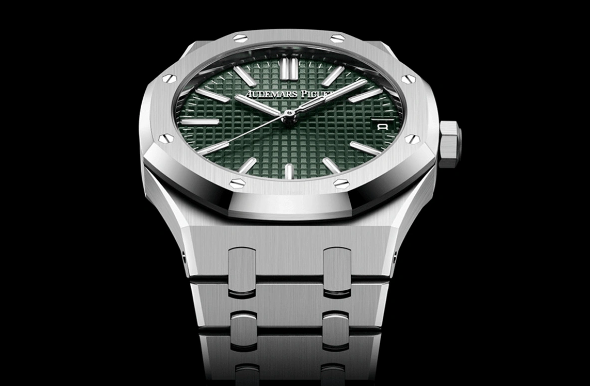 Audemars Piguet,Royal Oak 41mm,41mm,Stainless Steel,Green,Automatic,Day,70hours,15510ST,15510ST.OO.1320ST.04 50th