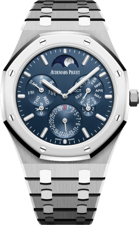 Audemars Piguet,Royal Oak 41mm,41mm,Titanium,Platinum,Blue,Automatic,Moonphase,Perpetual Calendar,Leap Year,Month,40hours,In-house Caliber,Chocolate Droppa,Kevin Hart,Lil Kev,26586IP,26586IP.OO.1240IP.01