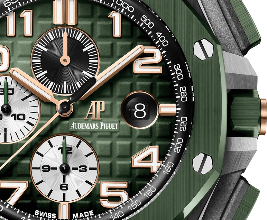 Audemars Piguet,Royal Oak Offshore 44mm,44mm,Titanium,Ceramic,Green,Automatic,Chronograph,Day,26405CE,26405CE.OO.A056CA.01
