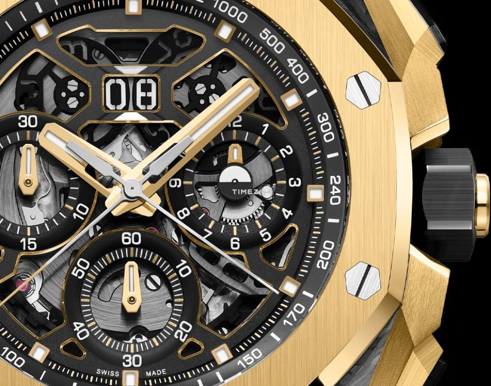 Audemars Piguet,Royal Oak Concept 43mm,43mm,Yellow Gold,Carbon,Black,Automatic,Chronograph,Dule Time,Rattrapante,Big Date,70hours,In-house Caliber,26650FA,26650FA.OO.D002CA.01