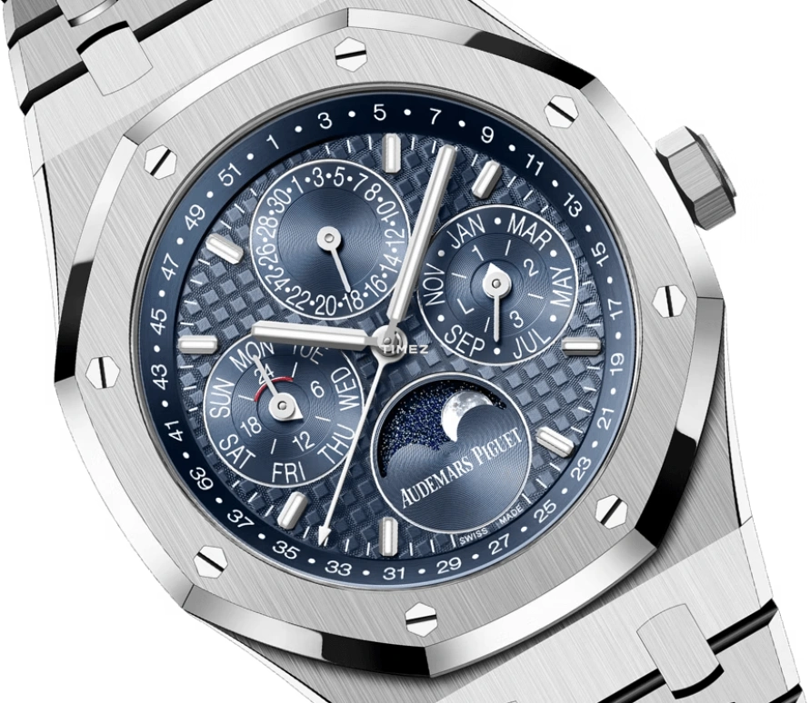 Audemars Piguet,Royal Oak 41mm,41mm,Stainless Steel,Blue,Automatic,Moonphase,Perpetual Calendar,Leap Year,Month,55hours,In-house Caliber,26674ST,26674ST.OO.1320ST.01