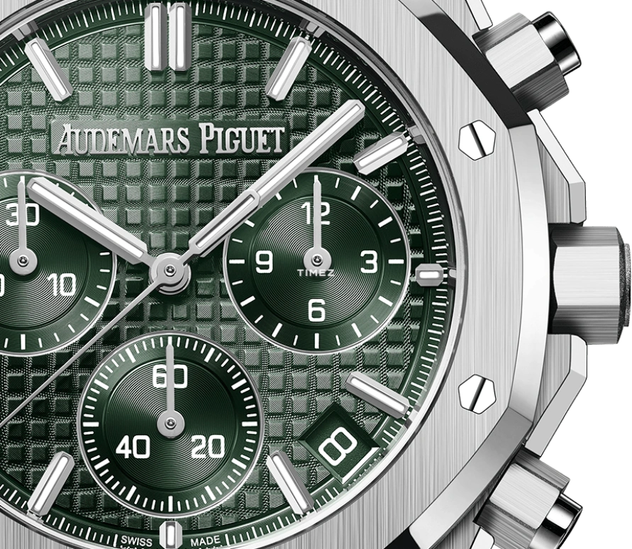 Audemars Piguet,Royal Oak 41mm,41mm,Stainless Steel,Green,Automatic,Chronograph,Day,26240ST,26240ST.OO.1320ST.08