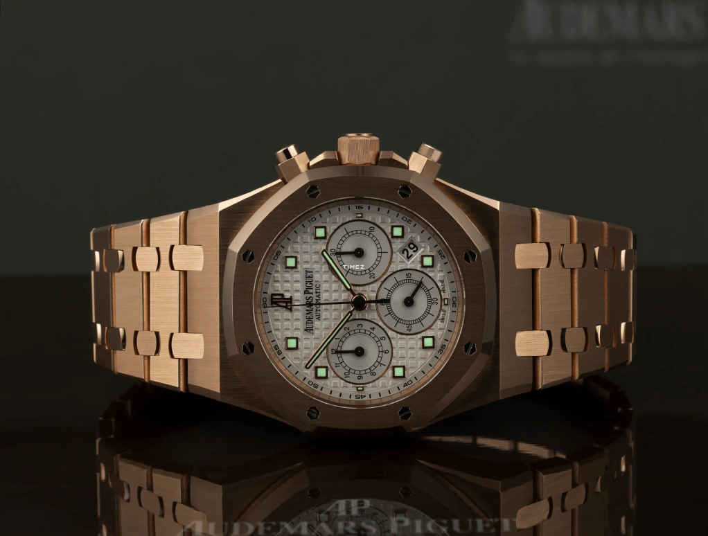 Audemars Piguet,Royal Oak 40mm,40mm,Rose Gold,White,Silver,Silver White,Automatic,Chronograph,Day,259600R,259600R.OO.1185