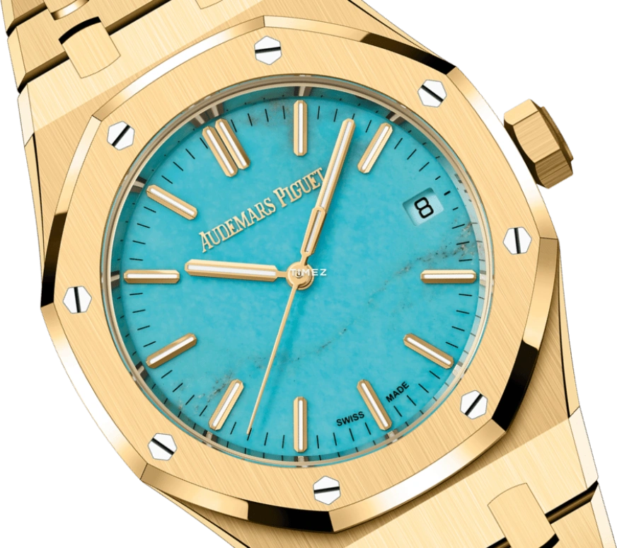 Audemars Piguet,Royal Oak 37mm,37mm,Yellow Gold,Turquoise,Blue,Automatic,Day,60hours,Haruna Kawaguchi,John Mayer,15550BA,15550BA.OO.1356BA.01