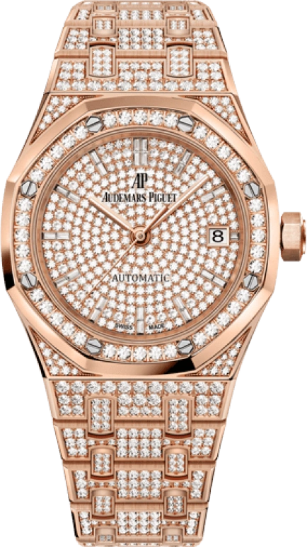 Audemars Piguet,Royal Oak 37mm,37mm,Pink Gold,Rose Gold,Automatic,Day,60hours,Georgina Rodríguez,15452OR,15452OR.ZZ.1258OR.02