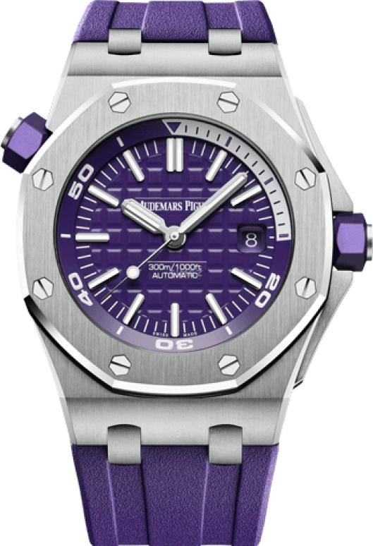 Audemars Piguet,Royal Oak Offshore 42mm,42mm,Stainless Steel,Purple,Automatic,Day,60hours,15710ST,15710ST.OO.A077CA.01