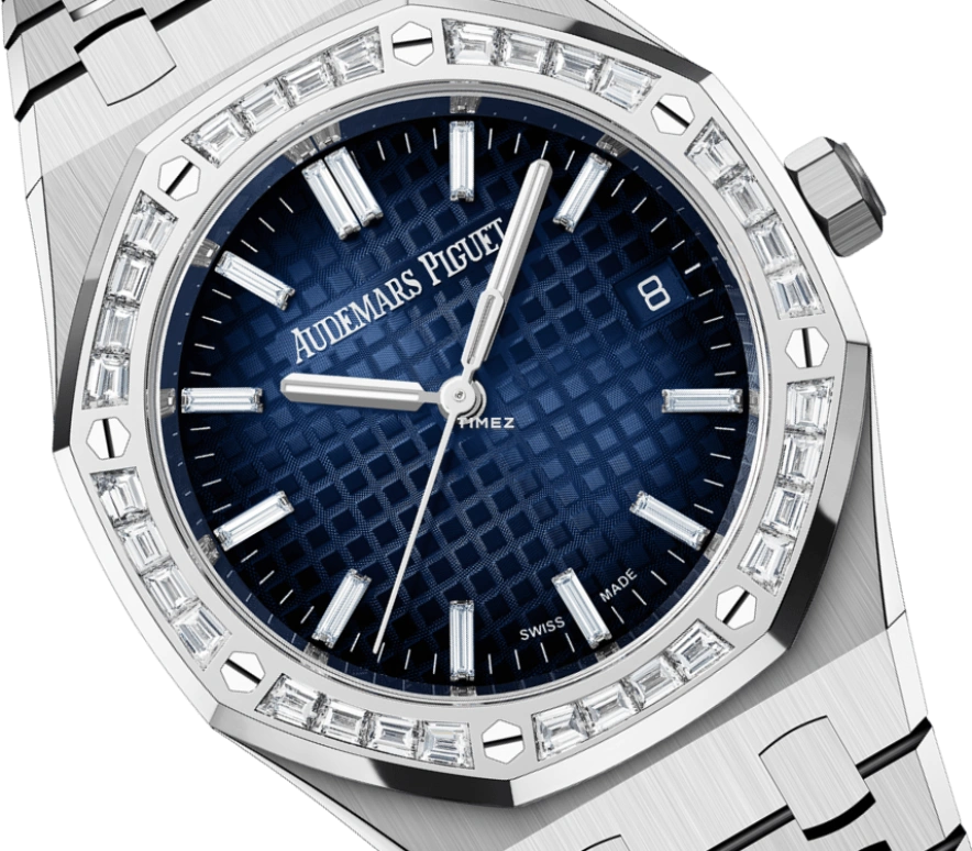 Audemars Piguet,Royal Oak 34mm,34mm,White Gold,Blue,Automatic,Day,50hours,77451BC,77451BC.ZZ.1261BC.01