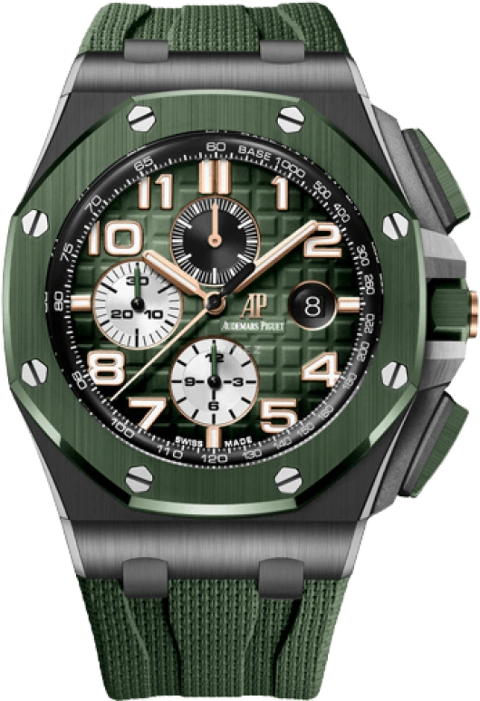 Audemars Piguet,Royal Oak Offshore 44mm,44mm,Titanium,Ceramic,Green,Automatic,Chronograph,Day,26405CE,26405CE.OO.A056CA.01