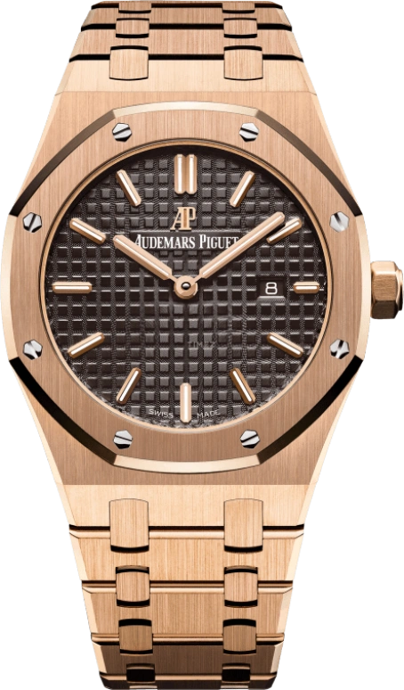 Audemars Piguet,Royal Oak 33mm,33mm,Pink Gold,Brown,Quartz,Day,In-house Caliber,67650OR,67650OR.OO.1261OR.01