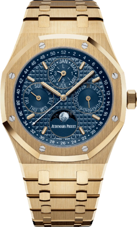 Audemars Piguet,Royal Oak 41mm,41mm,Yellow Gold,Blue,Automatic,Moonphase,Leap Year,Month,Date,40hours,In-house Caliber,26574BA,26574BA.OO.1220BA.01
