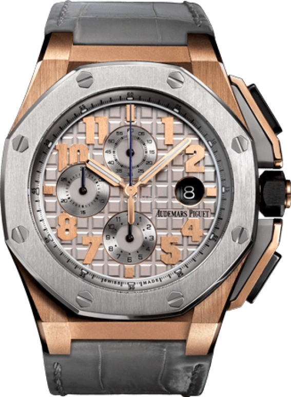 Audemars Piguet,Royal Oak Offshore 44mm,44mm,Pink Gold,Titanium,Grey,Automatic,Chronograph,Day,Anti-magnetic,Carmelo Anthony,LeBron James,26210OI,26210OI.OO.A109CR.01