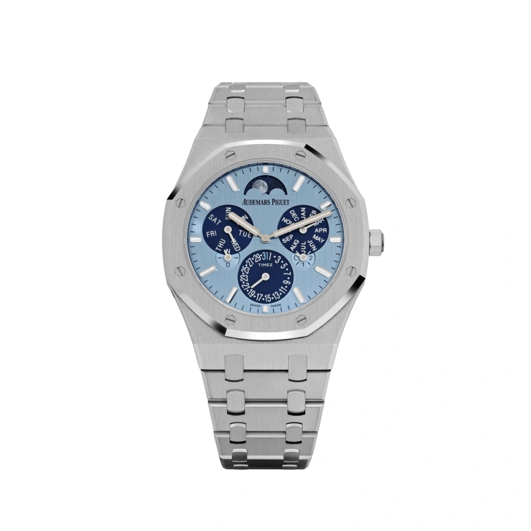 Audemars Piguet,Royal Oak 41mm,41mm,White Gold,Blue,Automatic,Moonphase,Perpetual Calendar,Leap Year,Month,40hours,In-house Caliber,26586BC,26586BC.OO.1240.BC.99