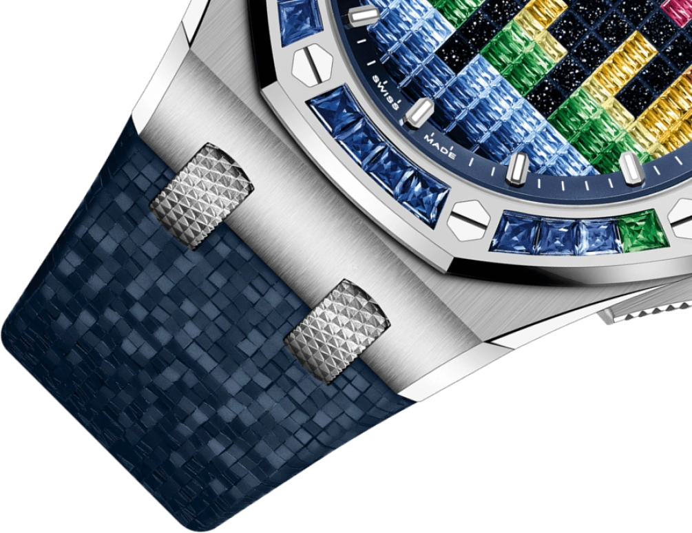 Audemars Piguet,Royal Oak Offshore 37mm,37mm,White Gold,Multi-Color,Orange,Blue,Green,Automatic,60hours,In-house Caliber,77601BC,77601BC.YY.D343CA.01