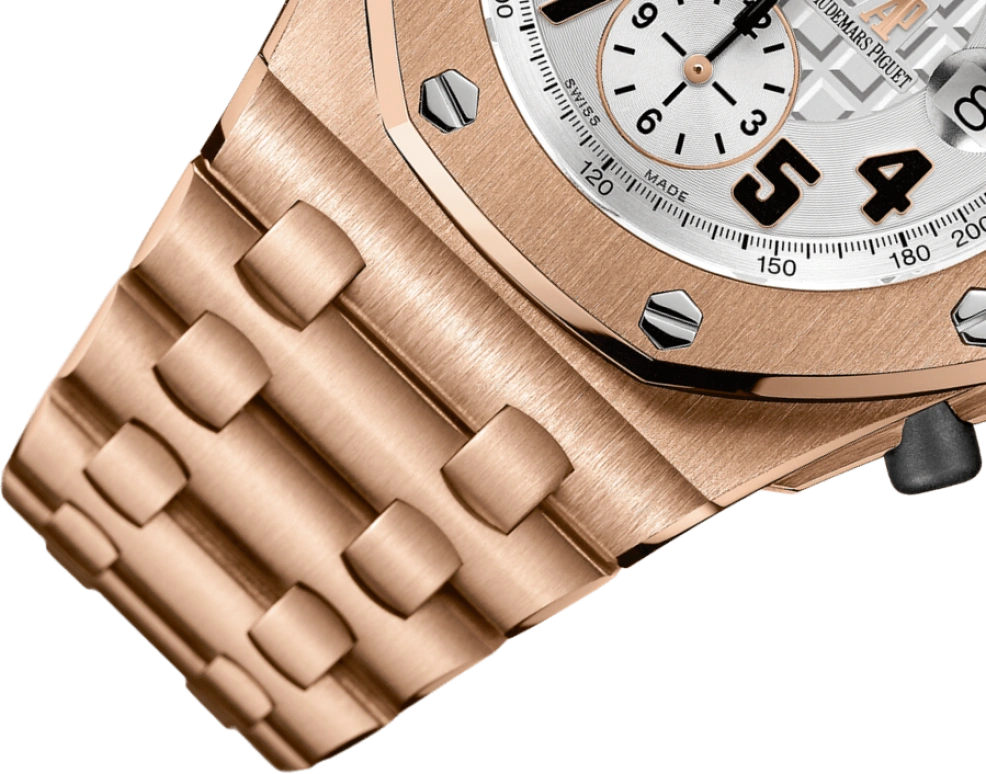 Audemars Piguet,Royal Oak Offshore 42mm,42mm,Pink Gold,Silver,White,Automatic,Chronograph,Day,26170OR,26170OR.OO.1000OR.01