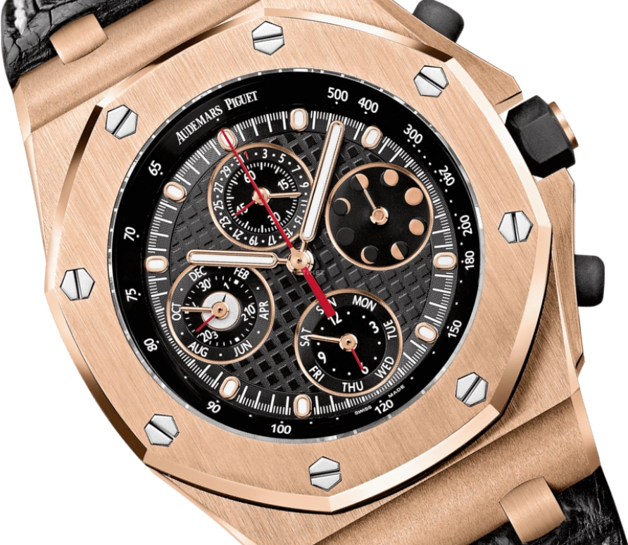 Audemars Piguet,Royal Oak Offshore 42mm,42mm,Pink Gold,Black,Automatic,Chronograph,Moonphase,Perpetual Calendar,Leap Year,38hours,In-house Caliber,26209OR,26209OR.OO.D101CR.01