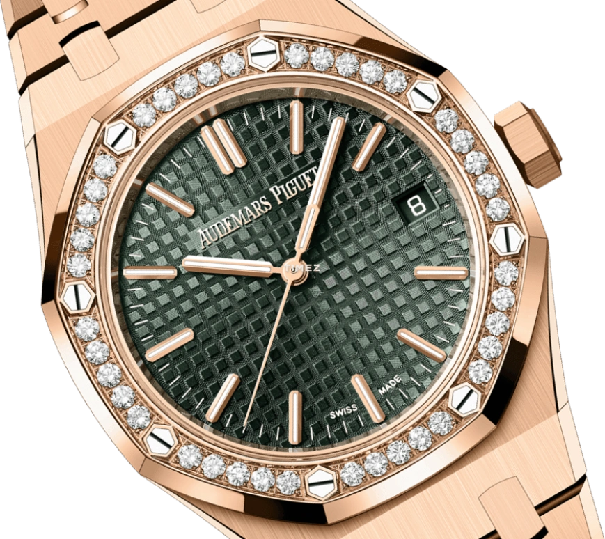 Audemars Piguet,Royal Oak 37mm,37mm,Rose Gold,Green,Automatic,Day,60hours,15551OR,15551OR.ZZ.1356OR.06