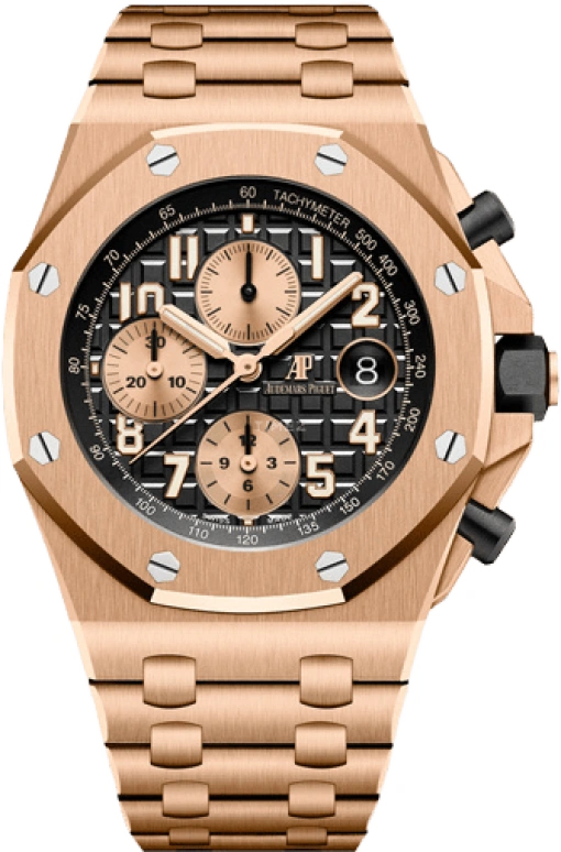 Audemars Piguet,Royal Oak Offshore 42mm,42mm,Pink Gold,Ceramic,Black,Automatic,Chronograph,Day,26470OR,26470OR.OO.1000OR.03