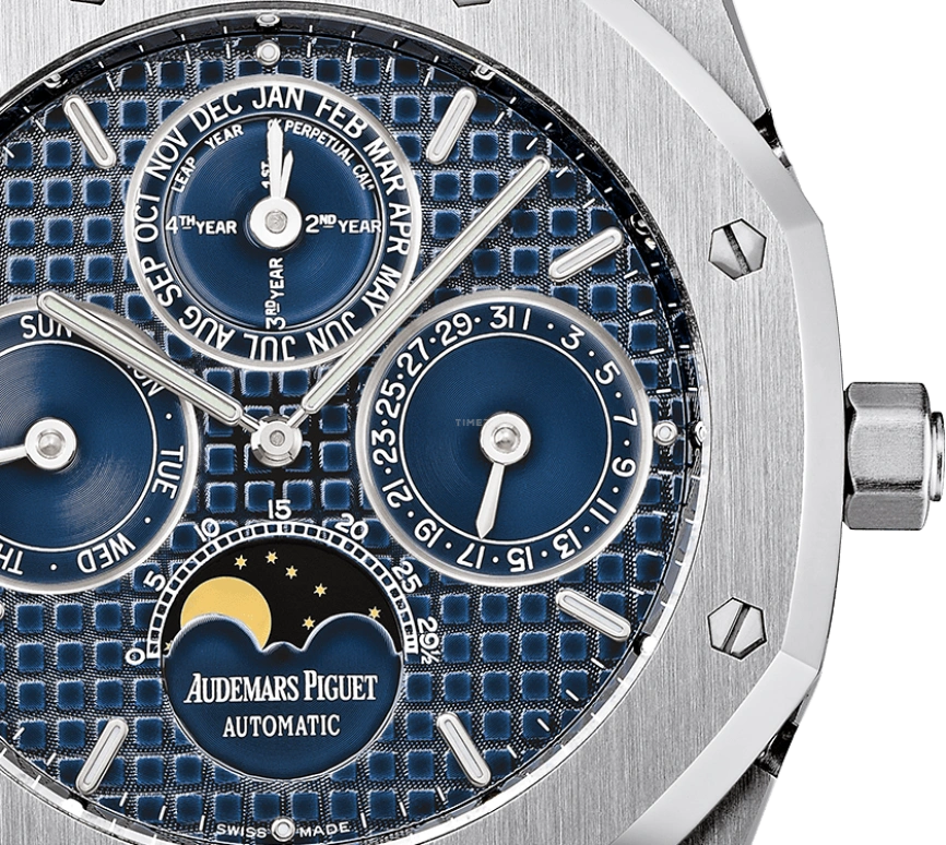 Audemars Piguet,Royal Oak 39mm,39mm,Stainless Steel,Blue,Automatic,Moonphase,Perpetual Calendar,Leap Year,Month,40hours,In-house Caliber,25820ST,25820ST.OO.0944ST.05
