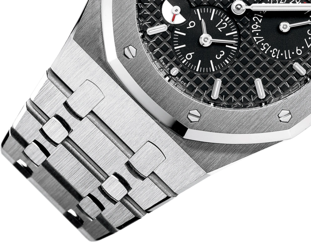 Audemars Piguet,Royal Oak 39mm,39mm,Stainless Steel,Black,Automatic,Day,Power Reserve Indicator,Dule Time,Day / Night Indication,38hours,In-house Caliber,26120ST,26120ST.OO.1220ST.03