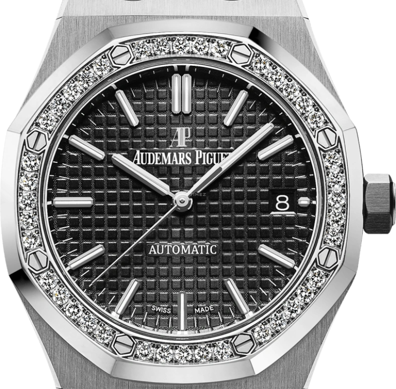 Audemars Piguet,Royal Oak 37mm,37mm,Stainless Steel,Black,Automatic,Day,60hours,15451ST,15451ST.ZZ.1256ST.01