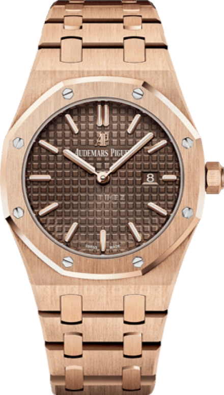 Audemars Piguet,Royal Oak 33mm,33mm,Pink Gold,Brown,Quartz,Day,In-house Caliber,67650OR,67650OR.OO.1261OR.01