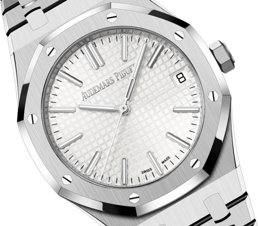 Audemars Piguet,Royal Oak 41mm,41mm,Stainless Steel,Silver,White,Automatic,Day,70hours,Romelu Lukaku,15510ST,15510ST.OO.1320ST.03 50th