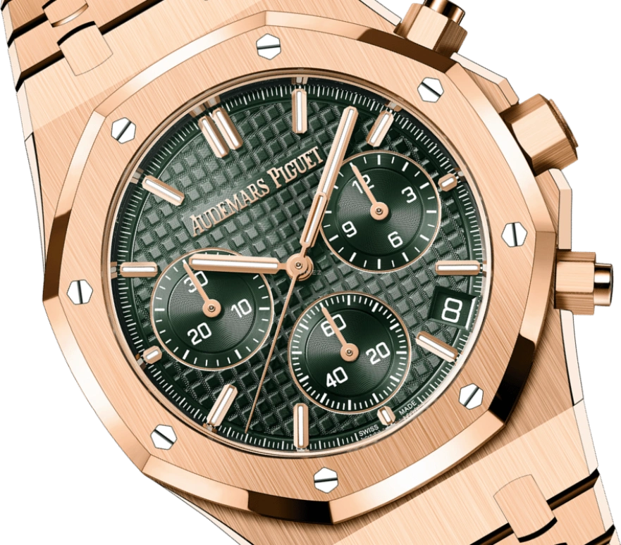 Audemars Piguet,Royal Oak 41mm,41mm,Pink Gold,Green,Automatic,Chronograph,Day,26240OR,26240OR.OO.1320OR.04 50th