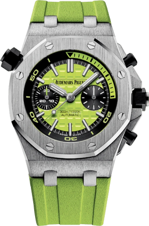 Audemars Piguet,Royal Oak Offshore 42mm,42mm,Stainless Steel,Green,Automatic,Chronograph,50hours,26703ST,26703ST.OO.A038CA.01
