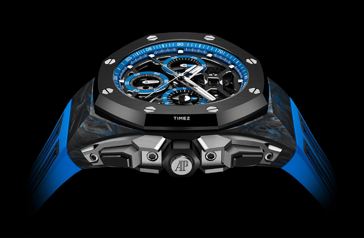 Audemars Piguet,Royal Oak Concept 43mm,43mm,Forged Carbon,Black,Blue,Skeleton,Automatic,Chronograph,Dule Time,Rattrapante,Big Date,70hours,In-house Caliber,26650FO,26650FO.OO.D353CA.01