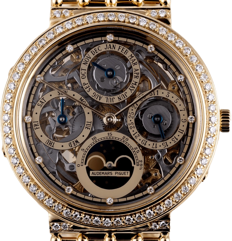 Audemars Piguet,Other 36mm,36mm,Yellow Gold,Skeleton,Automatic,Moonphase,Perpetual Calendar,Month,Date,40hours,In-house Caliber,5582BA