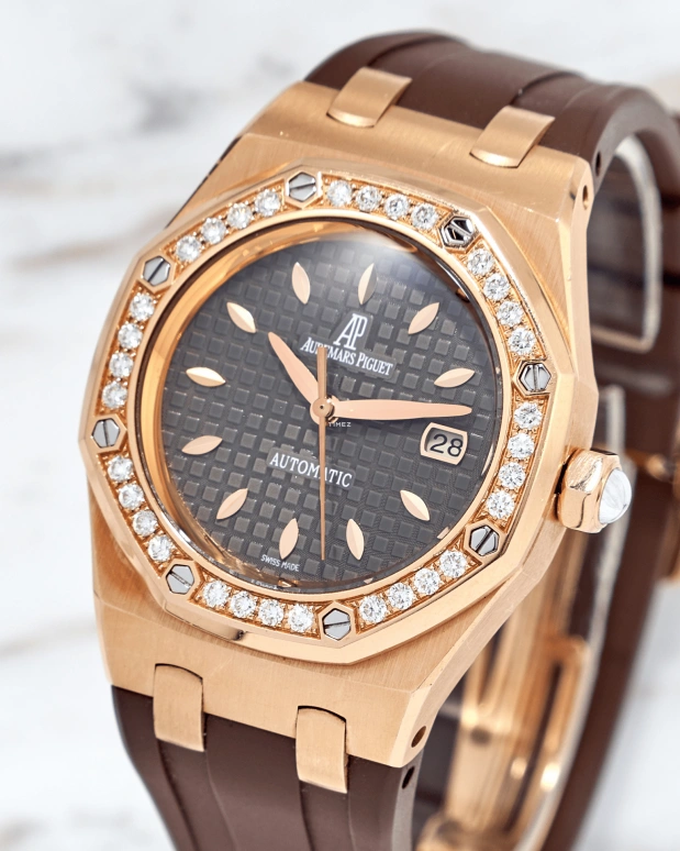 Audemars Piguet,Royal Oak 33mm,33mm,Rose Gold,Coffee,Brown,Automatic,Day,40hours,77321OR,77321OR.ZZ.D080CA.01.A