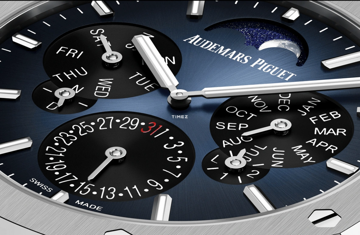 Audemars Piguet,Royal Oak 41mm,41mm,Titanium,Blue,Automatic,Moonphase,Perpetual Calendar,Leap Year,Month,40hours,In-house Caliber,26586TI,26586TI.OO.1240TI.01