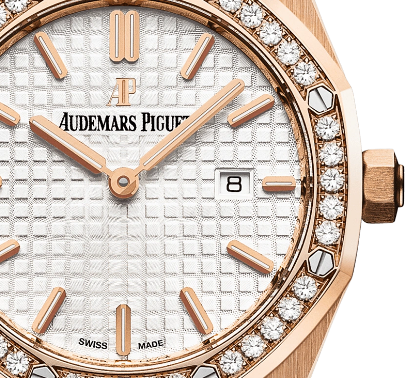 Audemars Piguet,Royal Oak 33mm,33mm,Pink Gold,Silver,White,Silver White,Quartz,Day,In-house Caliber,67651OR,67651OR.ZZ.1261OR.01
