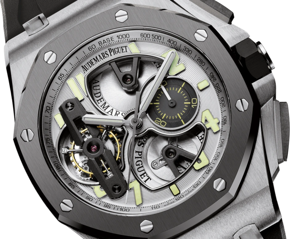 Audemars Piguet,Royal Oak Offshore 44mm,44mm,Titanium,Ceramic,Silver,Handwound,Chronograph,Tourbillon,26387IO,26387IO.OO.D002CA.01