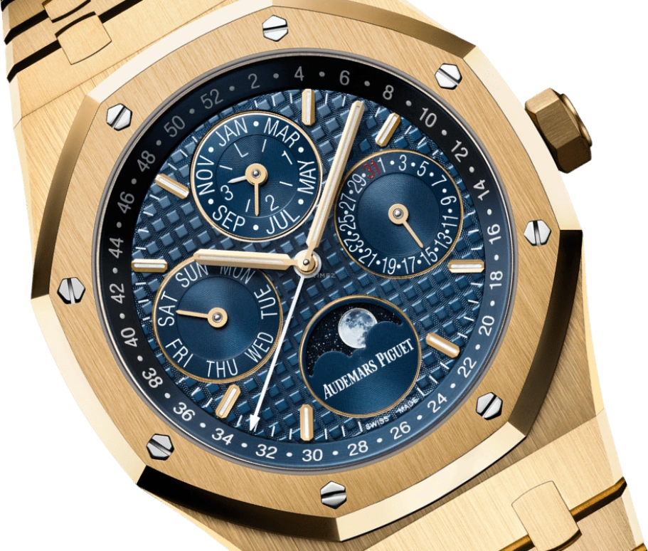Audemars Piguet,Royal Oak 41mm,41mm,Yellow Gold,Blue,Automatic,Moonphase,Leap Year,Month,Date,40hours,In-house Caliber,26574BA,26574BA.OO.1220BA.01